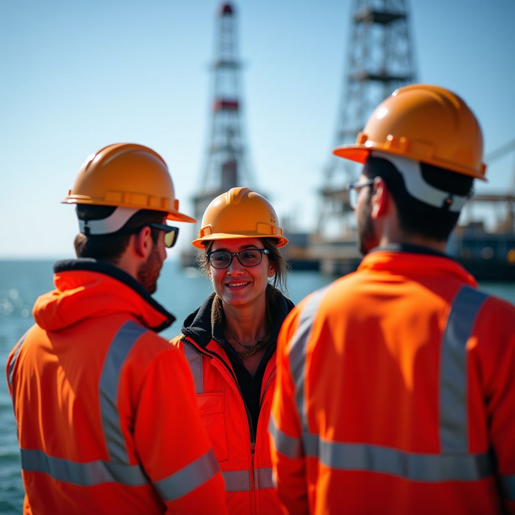 Equipo de PetroInvest durante visita a plataforma petrolera